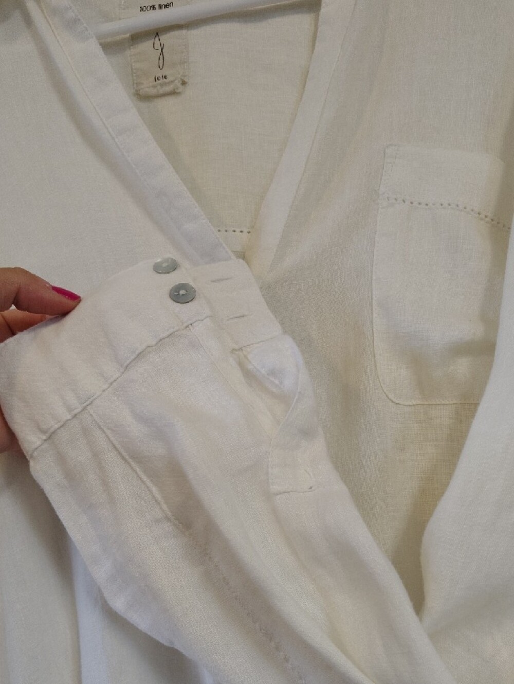 Joie White Linen Button-Up Cover Up Blouse - Picture 3 of 4